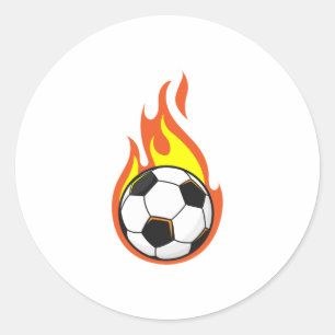 Sticker Rond Football en feu