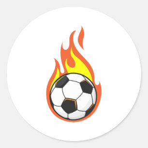 Sticker Rond Football en feu