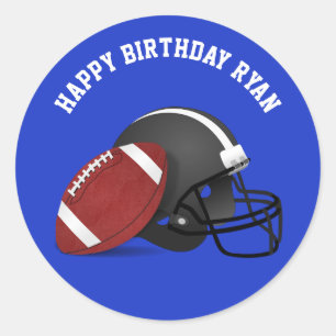 Sticker Rond Football et casque Custom Anniversaire Classic Rou