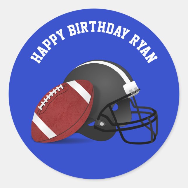 Sticker Rond Football et casque Custom Anniversaire Classic Rou (Devant)