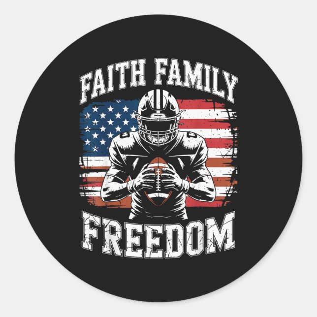 Sticker Rond Football Faith Family Dom Patriotic Christian Foot (Devant)