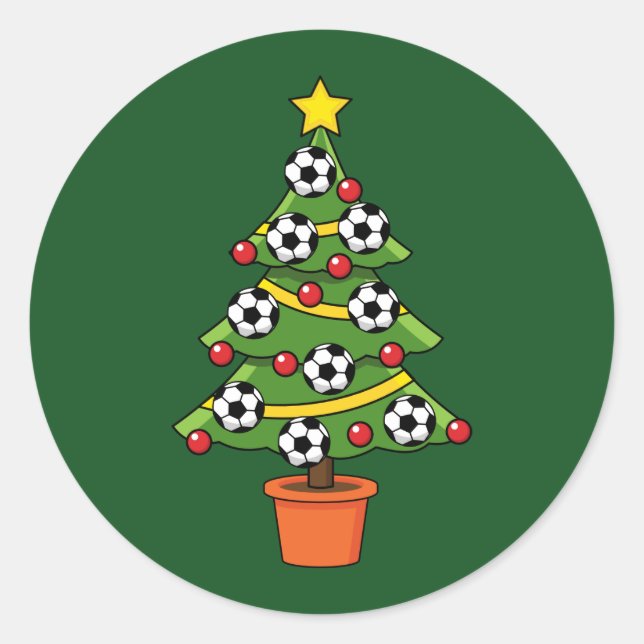 Sticker Rond Football Football Arbre de Noël (Devant)