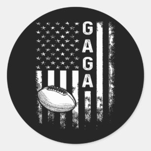 Sticker Rond Football Gaga Sports Joueur Amérique Drapeau Homme