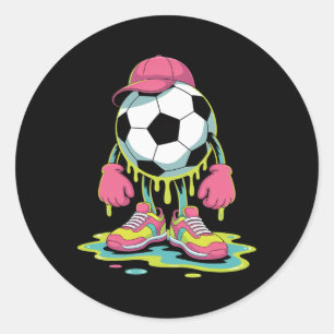 Sticker Rond Football Glace qui coule Hommes Femmes Jeu Footbal