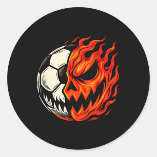 Sticker Rond Football Halloween Ll Citrouille Flamme Visage Eff
