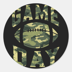 Sticker Rond Football Jeu Jeu Jour Camo Drapeau Patriotique Usa