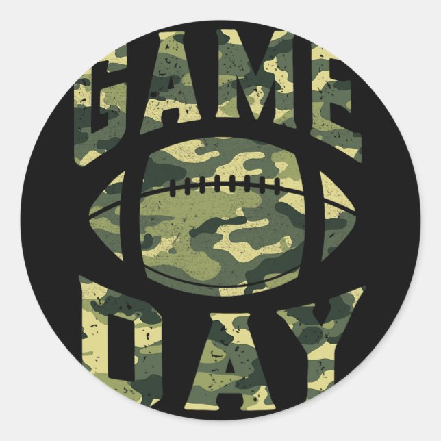 Sticker Rond Football Jeu Jeu Jour Camo Drapeau Patriotique Usa (Devant)
