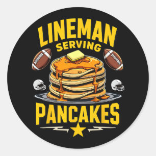 Sticker Rond Football Lineman Servant Des Pancakes Gratuits