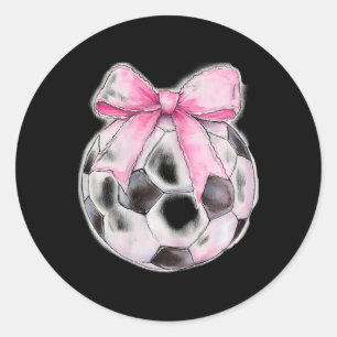 Sticker Rond Football Ll Rose Coquette Arc Ruban Délicat Filles