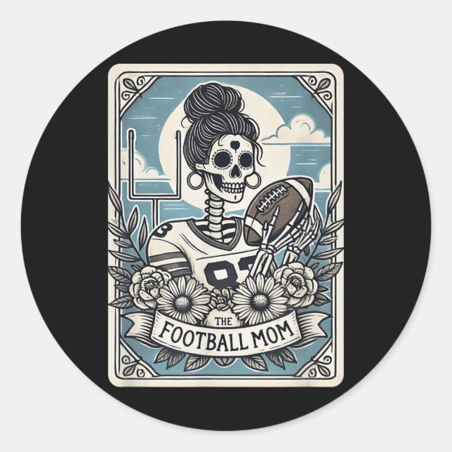 Sticker Rond Football Maman Carte Tarot Skeleton Football Mama  (Devant)
