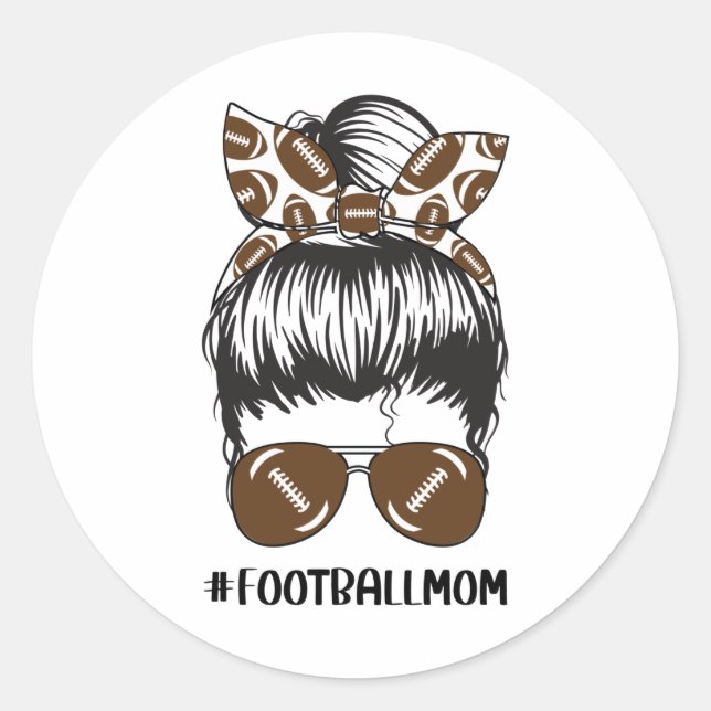 Sticker Rond Football Maman Messy Bun Lunettes de soleil Cheveu (Devant)