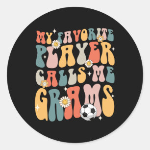 Sticker Rond Football Mon Joueur Préféré M'appelle Mamie 