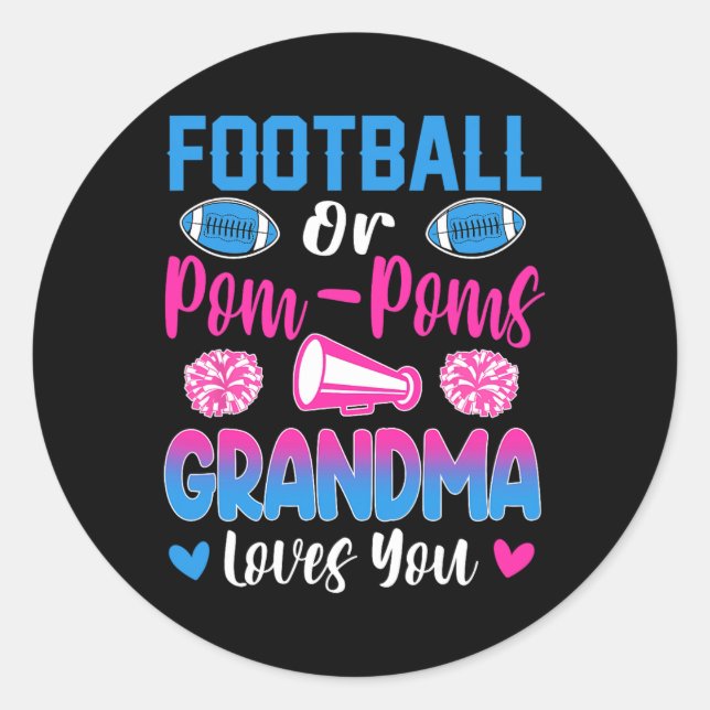 Sticker Rond Football Ou Pom Poms Grand-Mère Vous Aime Genre Re (Devant)