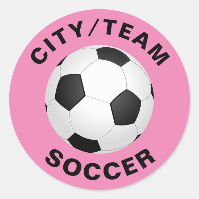 Sticker Rond Football personnalisé rose (Devant)