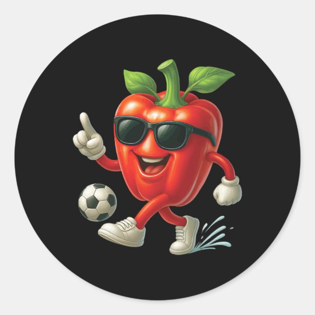 Sticker Rond Football Poivron  (Devant)