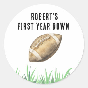 Sticker Rond Football Première année en bas fête d'anniversaire