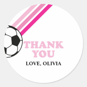 Sticker Rond Football Rayures Roses Merci Anniversaire