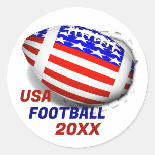 Sticker Rond Football Sportif Patriotique USA