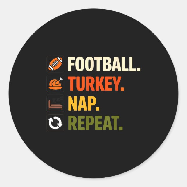 Sticker Rond Football Turkey Thanksgiving For Kids Boys Men  (Devant)
