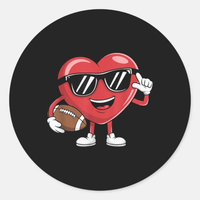 Sticker Rond Football Valentines Jour Chemise Garçons Valentine (Devant)