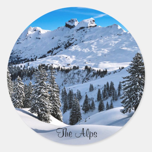 Sticker Rond Foothills of the Alps, scenic winter photographe (Devant)