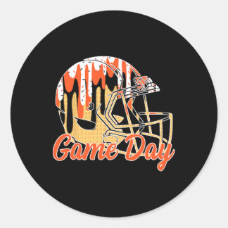 Sticker Rond Footll Drip Game Day Sports Footll Mom Go Cheer Or