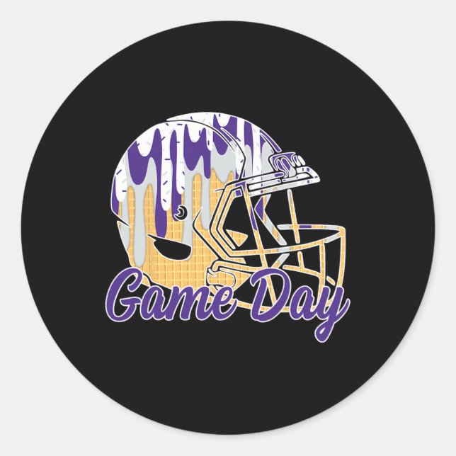 Sticker Rond Footll Drip Game Day Sports Footll Mom Go Cheer Pu (Devant)