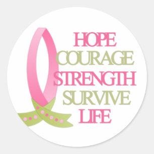 Sticker Rond Force de courage d'espoir de cancer du sein