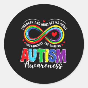 Sticker Rond Force De sensibilisation sur l'autisme Et Coeur No
