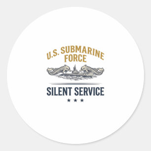 Sticker Rond Force de sous-marin vintage Service silencieux Vec