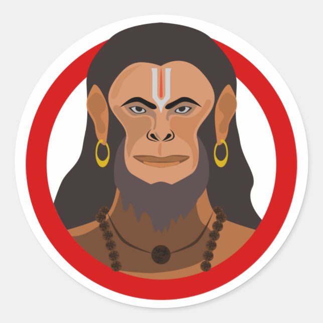 Sticker Rond Force et dévotion : La bénédiction de Hanuman (Devant)