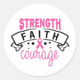 Sticker Rond Force Foi Courage Sensibilisation au cancer du sei