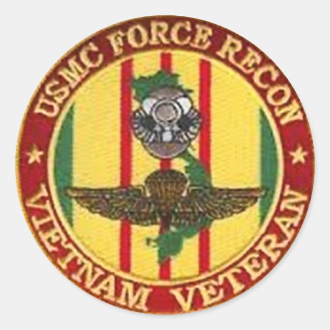 STICKER ROND FORCE RECON VIETNAM VETERAN (Devant)