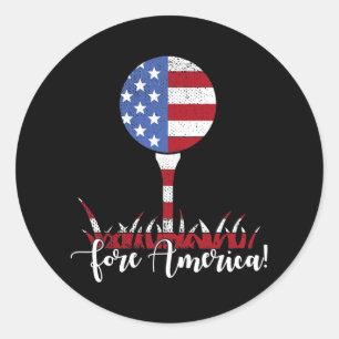 Sticker Rond Fore America Patriotic Golf Flag