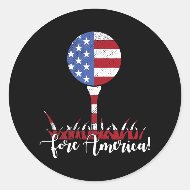 Sticker Rond Fore America Patriotic Golf Flag  (Devant)