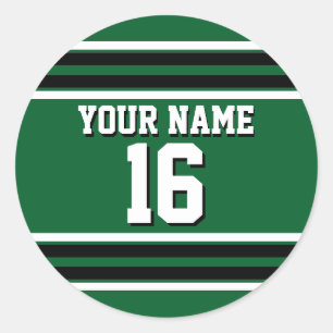 Sticker Rond Forest Green Black Team Jersey Numéro personnalisé