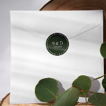 Sticker Rond Forest Green | Monogramme classique Mariage<br><div class="desc">Conçus pour correspondre à notre collection de Mariages de crème et d'ivoire,  les autocollants ronds présentent vos initiales ou votre date de monogramme et de mariage sur une police blanche sur une couleur sage.</div>
