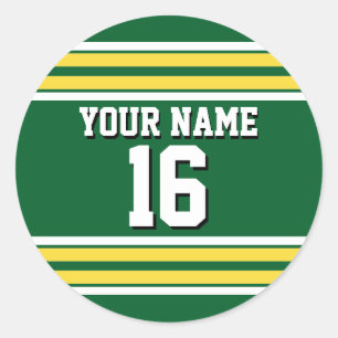 Sticker Rond Forest Green with Yellow White Stripes