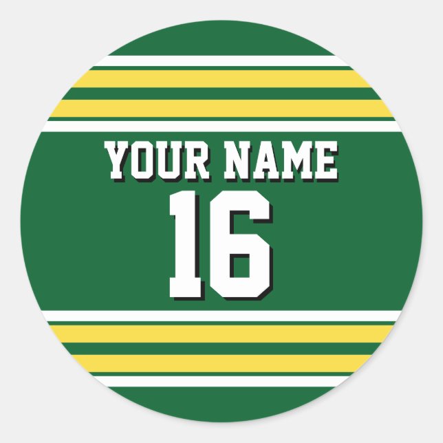 Sticker Rond Forest Green with Yellow White Stripes (Devant)