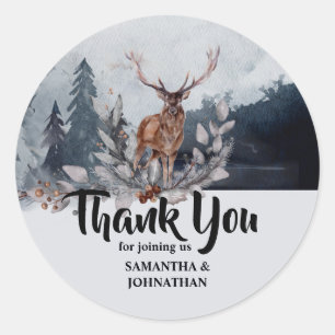 Sticker Rond Forest stag aquarelle montagne merci mariage