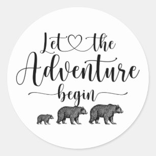 Sticker Rond Forêt Aventure Montagnes Baby shower Classic Cla