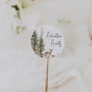 Sticker Rond Forêt Bois Animaux Aventure Attend Faveur