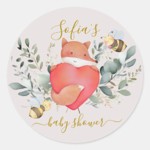 Sticker Rond Forêt Bois Animaux Baby shower Boho rustique