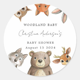 Sticker Rond Forêt Bois Animaux Baby shower de voyage