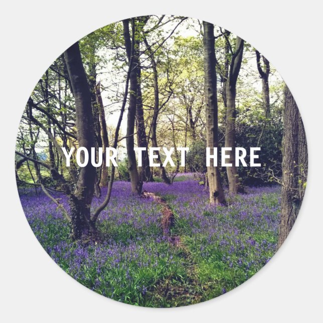 Sticker Rond Forêt de Bluebells Floral moderne élégant (Devant)