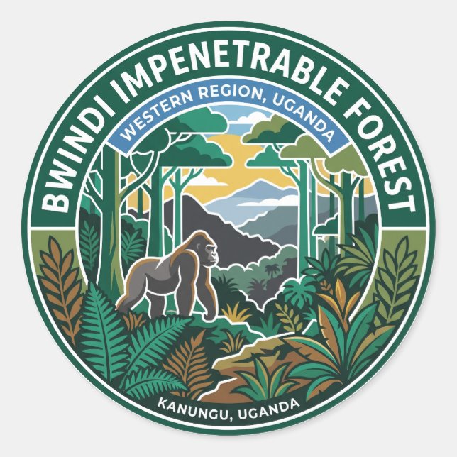 Sticker Rond Forêt de Bwindi Ouganda (Devant)