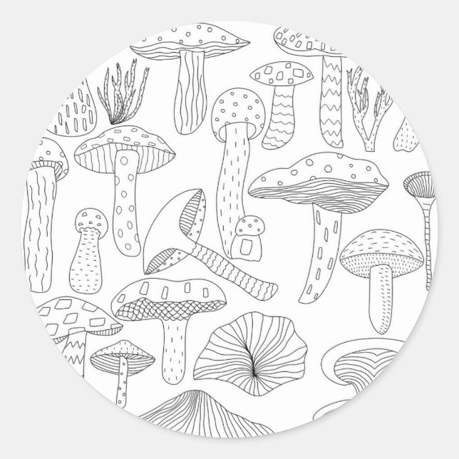 Sticker Rond Forêt de champignons d'automne (Devant)