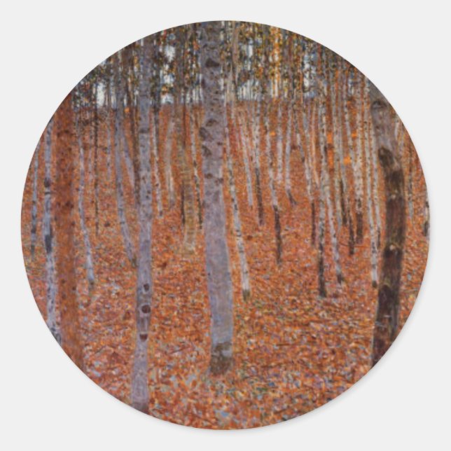 Sticker Rond Forêt de hêtres de Klimt (Devant)