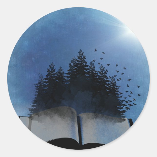 Sticker Rond Forêt de livres ouverts (Devant)