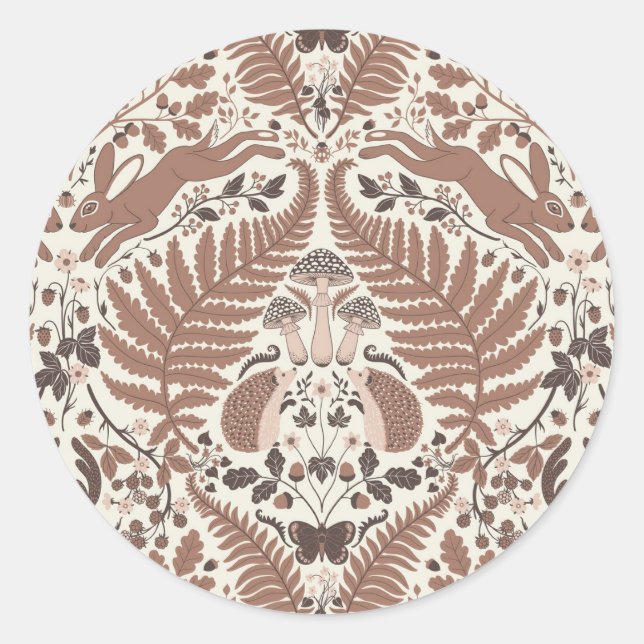 Sticker Rond Forêt de mousse de Mocha/Bois et plantes (Devant)